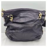 Eggplant Pebbled Leather Coach Brooke Handbag, Model 14142