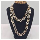 Gold‑Wash 925 Textured Link Chain Necklace Milor Italy, 34-Inch
