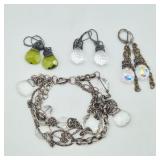 Crystal & 925 Sterling Bracelet and Earrings