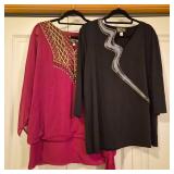 (2) Women's Designer Bob Mackie - Wearable Art Tops Size XL