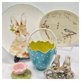 Springtime Decor - Bunny & Birds Plates, Metal S/P Shaker