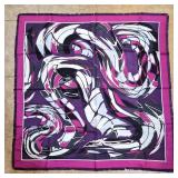 Emilio Pucci Silk Scarf, Purple Abstract Swirls w/ Fringe (#2)