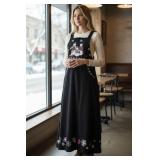 Christopher & Banks Black Velvet Winter Embroidered Dress (Size 8)