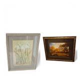Large Framed Wall Art: Subtle Floral & Autumn Trees