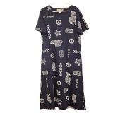 Navy Blue Studio G Cotton/Polyester Fish Dress - Size Med