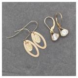 Two Pairs 14k Gold Earrings