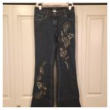 Damallo Flare‑Leg Sequined Denim Jeans, Size 10L