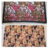 Two Large Square Abstract Fashion Scarves - Peacock Silk