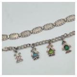 1946 Forget Me Not & Mother's Charm Bracelets, 925