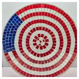 Decorative Patriotic Glass Mosaic Bird Bath Bowl (16')
