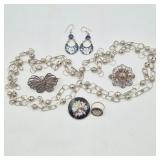 Mexican Silver Wedding Necklace, Filigree Brooches & Alpaca Variety