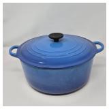 Le Creuset No. 28 Blue Enameled Cast Iron Dutch Oven with Lid – France