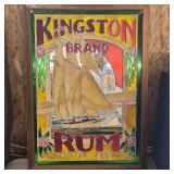 Stained‑Glass “Kingston Brand Rum” Advertising Panel – Signed 1977