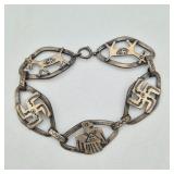 1930s Fred Harvey 'Good Fortune' Silver Link Bracelet