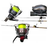 Three Fishing Rod & Reel Combos – Quantum, Shimano, Ambassadeur