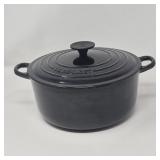 Le Creuset Black Enamel No. 24 Round Dutch Oven with Lid