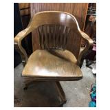 1940s Swivel Bankers Office Chair - Oak
