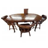 Ethan Allen Early American Dining Table - Leaf, 3 Spindle‑Back Chairs