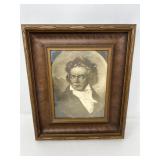 Framed Sepia Portrait of Ludwig van Beethoven – Classical Composer
