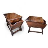 Ethan Allen-Style Dark Wood Side Tables with Hinged Tops