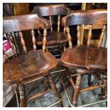 Three Vintage Ethan Allen Wood Bar Stools
