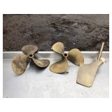 Two Bronze Propellers & Glenwood Bronze Rudder – Marine Hardware