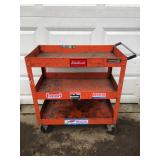 Matco 3‑Tier Orange Metal Rolling Work Cart with Tool Storage