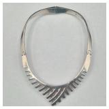 Substantial Modernist Sterling Silver Collar Necklace — Mexico