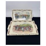 Two Obernai Faïenceries Sarreguemines H. Loux Ceramic Trays