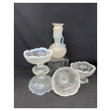 Northwood Opalescent Berry Compote – Intaglio Floral Beaded Pedestal