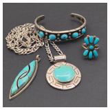Southwest Artisan Turquoise Sterling Silver Jewelry Mix