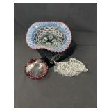 Jefferson Beaded Drapes Bowl, Westmoreland Basket & Heisey Set