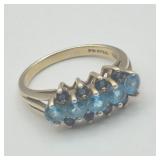 Two-Tone Blue Spinel Sterling Silver Cocktail Ring