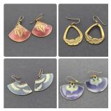 Four Pairs Enameled Goldtone Laurel Burch Earrings
