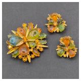 Stunning Signed ART Brooch & Earring Set