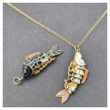 Articulating Cloisonné Fish Pendants, 14-Inch Gold‑Filled Chain