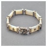 Sterling & Mother‑of‑Pearl Asian Motif Link Bracelet
