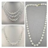 Clear Faceted Crystal Necklace Trio – One Signed Eric Beamon