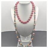 Red Agate, Carnelian, Jade & Cloisonné Beaded Necklaces