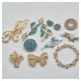 Bows & Swirls Brooches - Trifari Signed & More