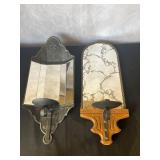 Mid Century Mirrored Wall Sconces with Candle Holders