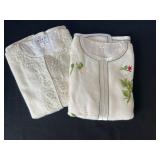 Two Vintage Cream Cardigans — Embroidered & Beaded Floral Designs