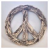 Driftwood Twig Peace Sign 35-Inch Rustic Natural Wall Art