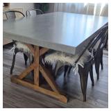 Modern-Rustic Dining Table & Four Metal Chairs