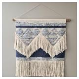 Woven Wool Macramé Wall Hanging with Fringe