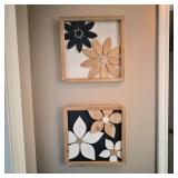 Natural Wood Flower Wall Art Duo	