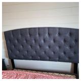 Queen Size Dark Grey Fabric Button-Tufted Headboard (Only)