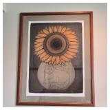 S/N Carol Jablonsky - 'Helianthus' Sunflower, Cat & Bird Motif ($500)