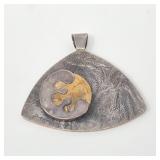 Modernist Triangle Silver Pendant with Stone