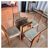 Modern Glass‑Top Dining Table & Four Benny Linden Chairs
